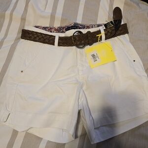 One 5 One White Canvas Shorts with Belt size 8